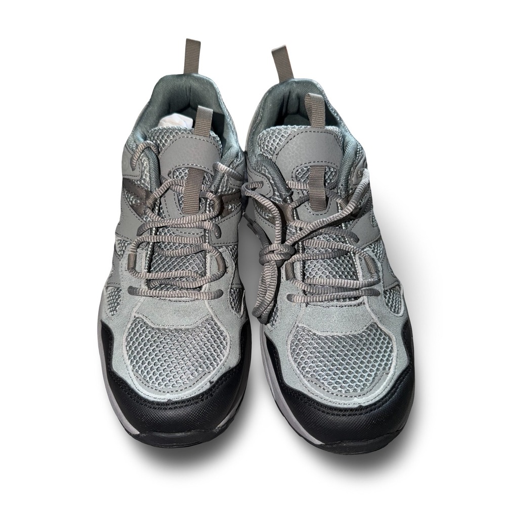 Mens Hiking Shoes Light Gray Black Mesh Leather Trail Sneaker Sz 9.5 - Picture 9 of 16